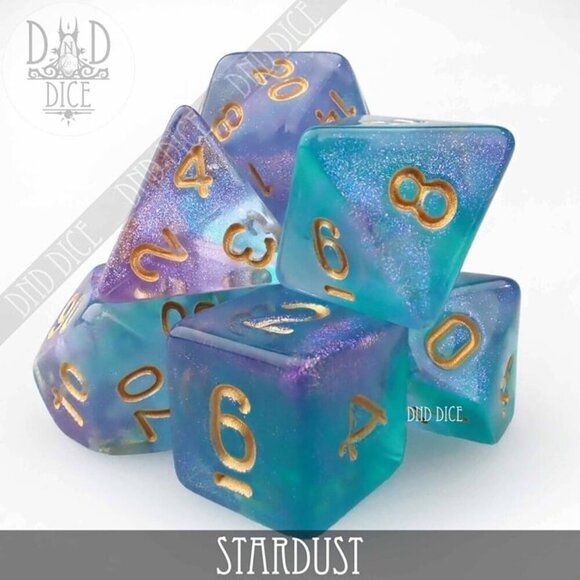 2 for $25 - NEW Stardust Dice Set - 7 Acrylic Dice - Dungeons and Dragons &‎ RPG - Picture 1 of 3